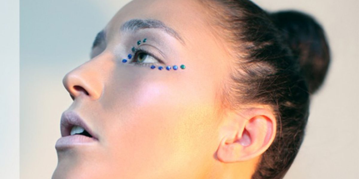 beauty editorial, makeup and rhinestones