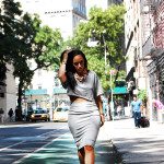 kasa shoes, gray 2 piece skirt and cropped top