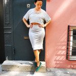 kasa shoes, gray 2 piece skirt and cropped top