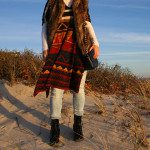 aztec printed shawl and fur